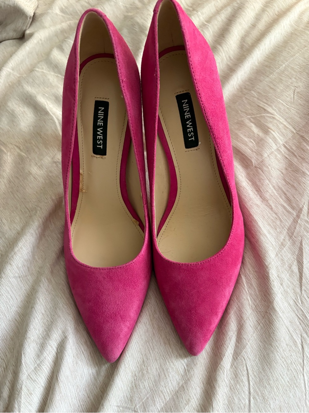 Nine West Hot Pink Suede Pointed Toe Heels